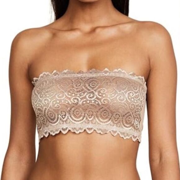 NWOT Free People Seamless & Lace Bandeau Bra Wear 2 Ways Cream / Beige XS/S - Picture 1 of 11